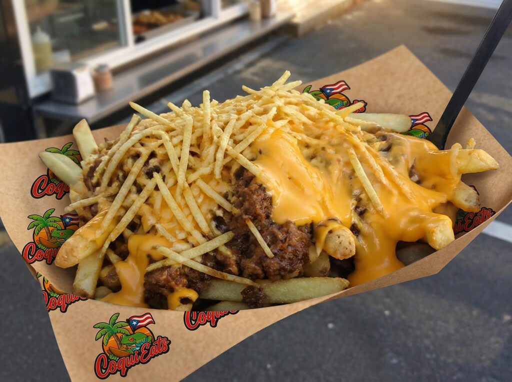 Loaded Fries — Ground beef, Cheese Wiz & potato sticks.
